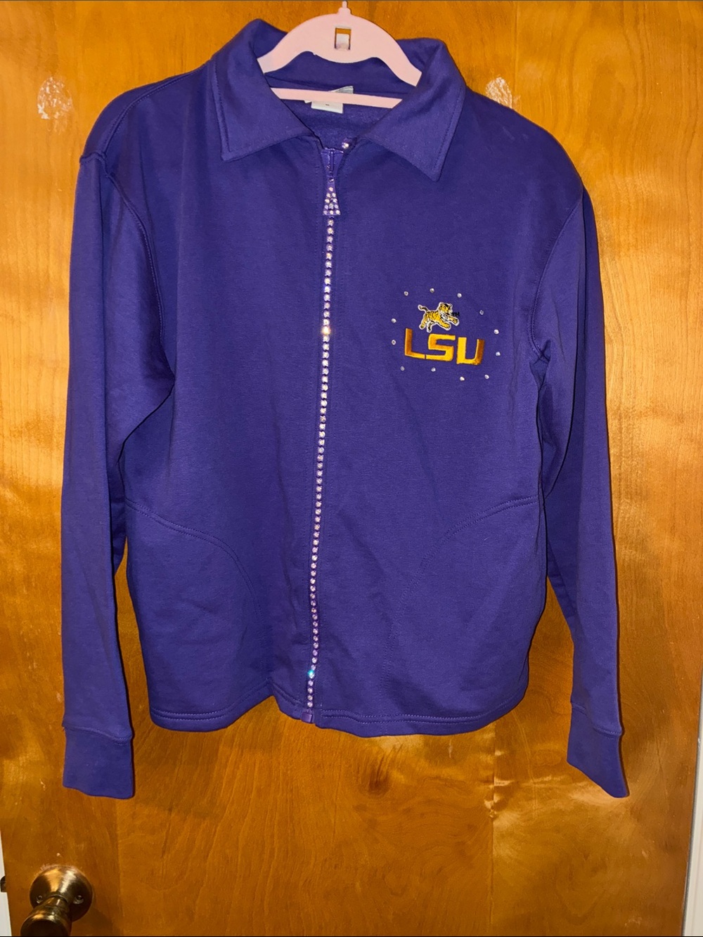LSU Purple Full-Zip Jacket with Embroidered Logo Sz M